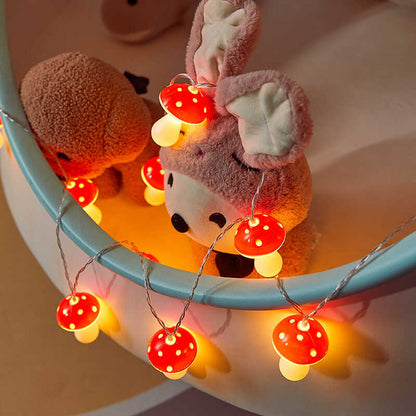 Twinkling Mushroom Fairy String Lights - USB Rechargeable LED