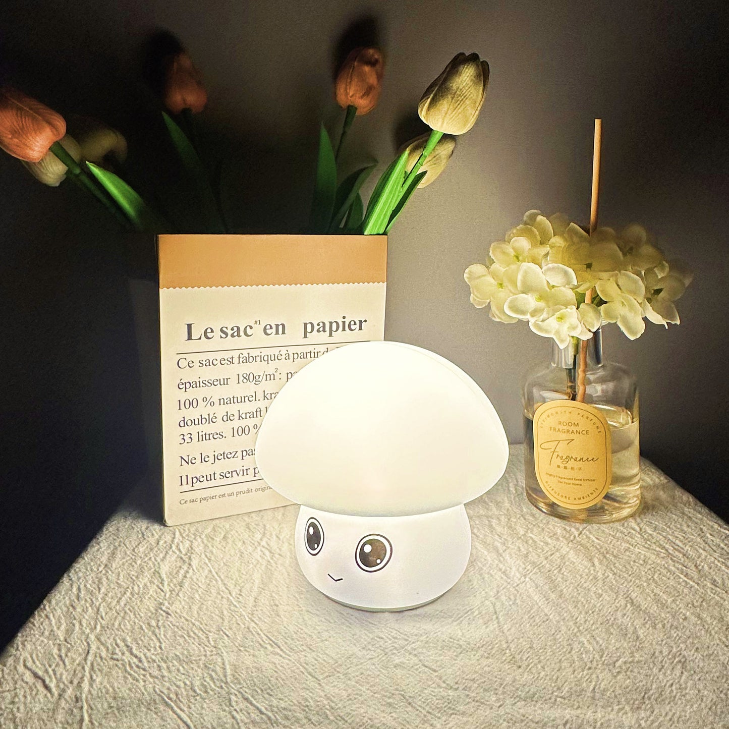 Glow Buddy Silicone Mushroom Night Light - Rechargeable Color-Changing LED Lamp